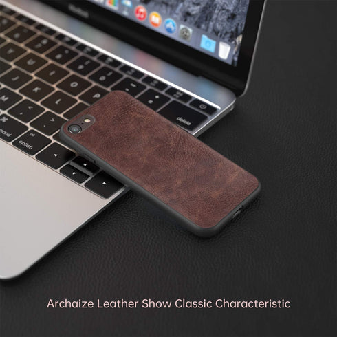SALAWAT iPhone SE 2020 Case, Slim PU Leather Vintage Shockproof Cover for 4.7 inch (Dark Brown)