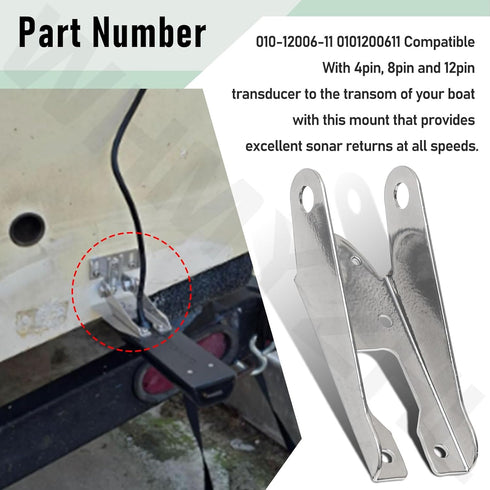 Heavy Duty Transom Mount with Spray Shield Compatible with Garmin Echo/EchoMap/GPSMAP/GT 4pin/8pin/12pin Transducer