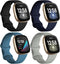 Dirrelo Bands for Fitbit Versa 3 & Sense, 4-Pack Replacement TPU Sport Wristbands for Men Women (Black Dark Blue Indigo
