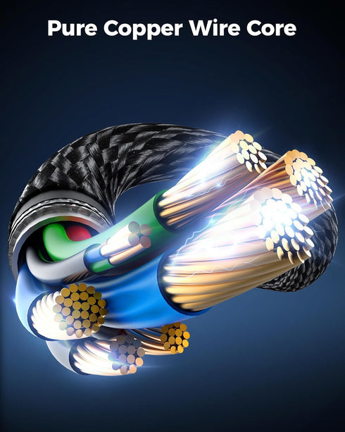 25FT 4K 120hz,8K 60hz,48Gbps 2.3,eARC Cratree HDMI Cable Long - High-Speed HDMI Braided Cord,HDCP - Compatible