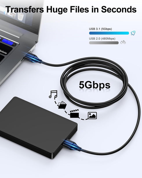 6ft, PS4, 2.0 6 USB to USB Cable Male to Male USB A To USB A Cable for WD Hard Drives, PC, Mac, Laptop, Xbox - USB Type