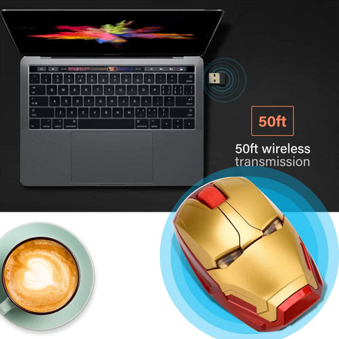 Cool Wireless Mouse, 2.4 G Portable Ergonomic Optical Ironman Wireless Mouse with USB Receiver for Notebook PC Laptop
