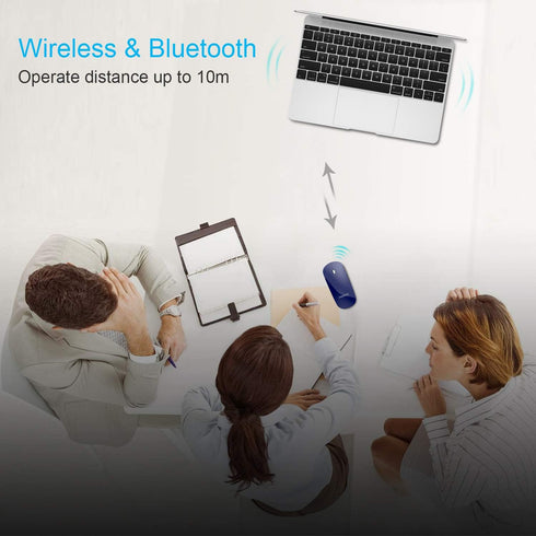FENIFOX Bluetooth Mouse Slim, Mini Flat Portable Rechargeable Mobile Mice Compatible with Laptop, PC, Android, Windows
