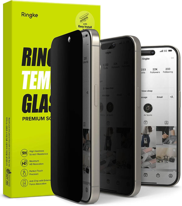 Ringke Privacy Glass for iPhone 15 Pro Max - Anti-spy Tempered Glass Screen Protector, Easy Install, Case Friendly.