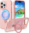 iPhone 14 Pro Max Case - Pink Magnetic Stand, Dual Layer, Military Drop Protection, Anti-Yellowing, MagSafe Compatible,