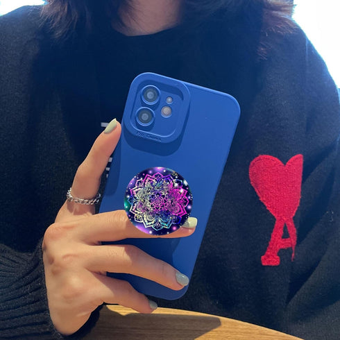 Multi-Function Cell Phone Stand, Mandala Purple Galaxy Expanding Stand Grip for Smartphones and Tablets, 4 Pack,