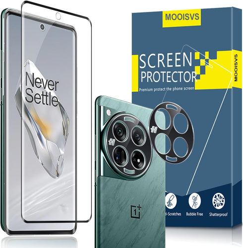 OnePlus 12 2+2 Pack: 3D Curved Tempered Glass Screen & Camera Lens Protectors, 9H Hardness, Anti-Scratch, Fingerprint