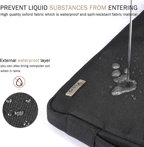 Voova 14 15 Inch Laptop Sleeve Case, Waterproof Computer Bag Cover for MacBook Pro 14 M3/M2/M1, MacBook Air 15, Black