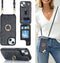 iPhone 13 Case with Card Holder for Women, Phone Case with Strap, Crossbody Lanyard, Ring Stand, Snap Clasp, Cute