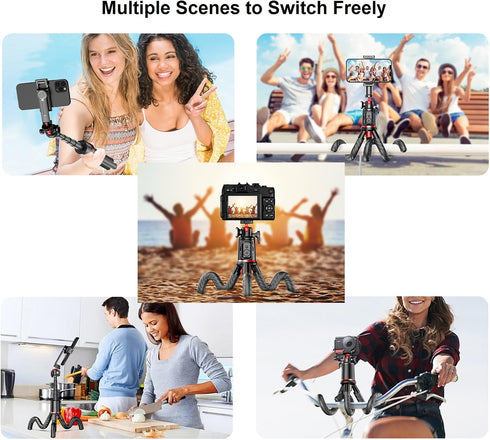 Flexible Phone Tripod Selfie Stick - Mini Camera Tripod with Cold Shoe Mount, Travel Tripod for iPhone Samsung