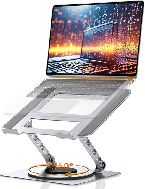TECKNET Laptop Stand for Desk, 360 Rotating Base, Ergonomic Foldable Computer Stand for