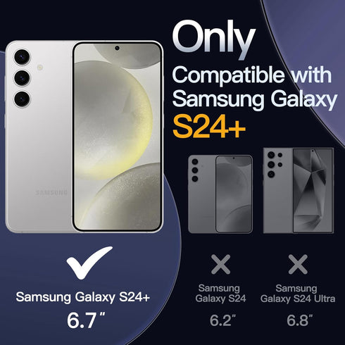 JETech 5 in 1 Case for Samsung Galaxy S24+ / S24 Plus 5G with 2-Pack Each Tempered Glass Screen Protector and Camera Lens Protector, Non-Yellowing Shockproof Bumper Phone Cover (Clear)