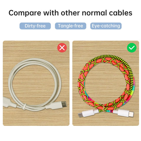 URIZONS 60W Fast Charging USB-C to Lightning Cable, Nylon Braided for iPhone 13, 12, 11, X, XS, XR, 8 Plus (2PCS)