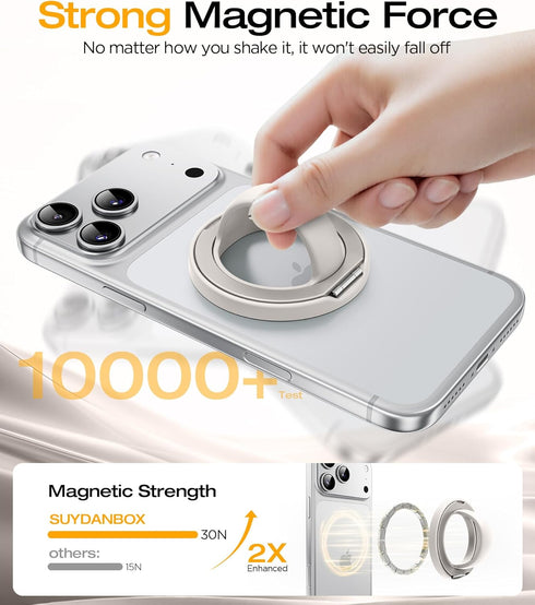 SuydanBox 360 180 17/16/15/14/13/12 Magnetic Phone Grip, Rotation & Flip Universal Phone Ring Stand, Silicone Phone