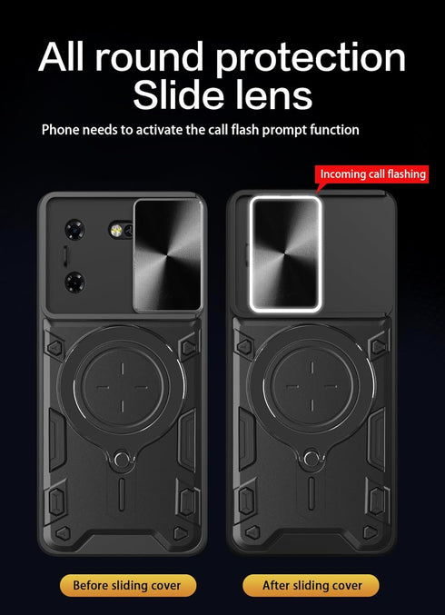 Case Compatible with Tecon Pova 5 Case,Case Compatible with Tecon Pova 5 NFC,with Slide Camera Lens Cover Case Compatible with Tecon Pova 5 LH7n Case Black