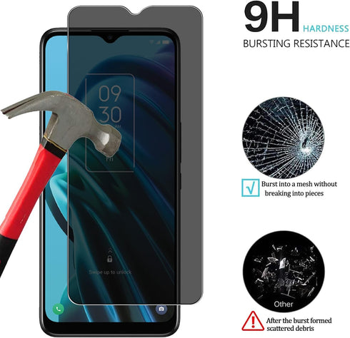 Privacy Screen Protector for TCL 30 XE 5G - 9H Hardness, Anti-Scratch, Anti-Spy, Tempered Glass (2 Pack)