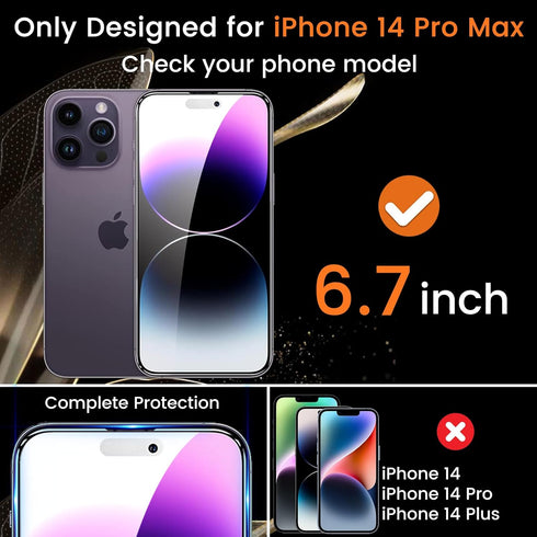 3+3 Pack Privacy Screen Protector for iPhone 14 Pro Max 6.7-Inch with Camera Lens Protector, Anti Spy Tempered Glass