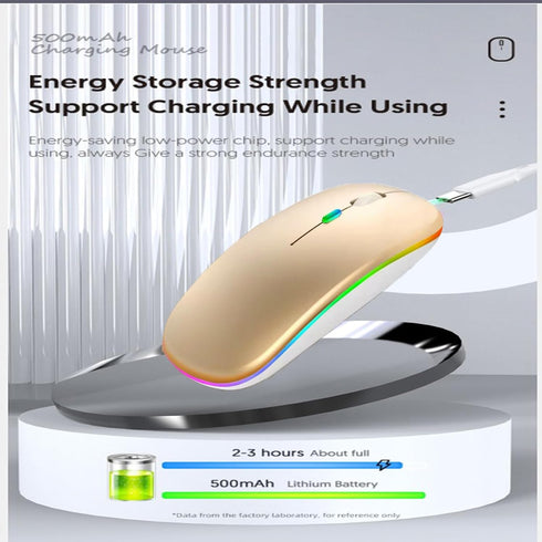 Wireless Bluetooth Mouse, LED Dual Mode Rechargeable Silent Slim Mouse, Portable for Laptop, Desktop, Tablet, Phone,