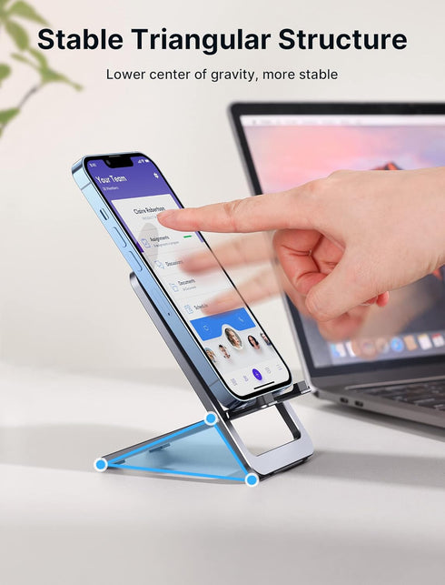JSAUX Cell Phone Stand, Foldable Aluminum Adjustable Travel Phone Holder for Desk, Compatible for iPhone 15 14 13 12 11