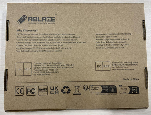 ABLAZE 1GB Flash Drive 10 Pack - USB 2.0 Memory Stick with Lanyards, Bulk 1GB Pendrive U Disk for Data Storage