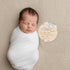6 Inch Wooden Baby Announcement Sign Round Birth Stat Plaque with Floral and Bow Design (Blue)