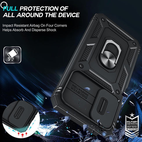 LeYi Galaxy A15 5G Case: Heavy Duty Shockproof Cover with Kickstand, Screen Protector for Samsung A15 5G, Black.
