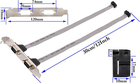zdyCGTime 2 Port DB9 RS232 Serial Port Bracket to 10 pin Header Ribbon Cable Connector Adapter (12in 4Pcs)
