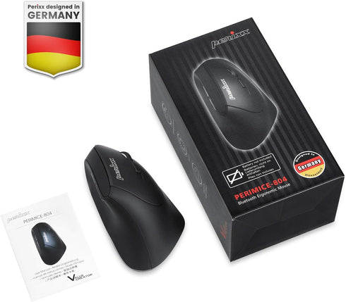 Perixx PERIMICE-804 Bluetooth Vertical Mouse, Black, Bluetooth Connection for Windows and Android, No USB Receiver