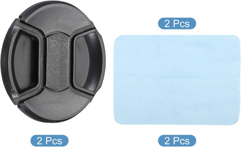 PATIKIL 2 Pack Camera Lens Cap, Center Pinch Front Cover with Microfiber Cloth for 77mm DSLR Lenses