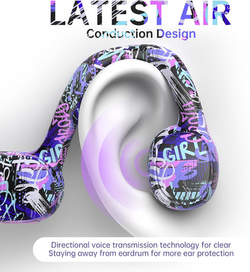 Kids Headphones, Bluetooth 5.2 Air Conduction Open Ear Headphones, 85dB Volume Limiting, IPX5 Waterproof, Deep Blue