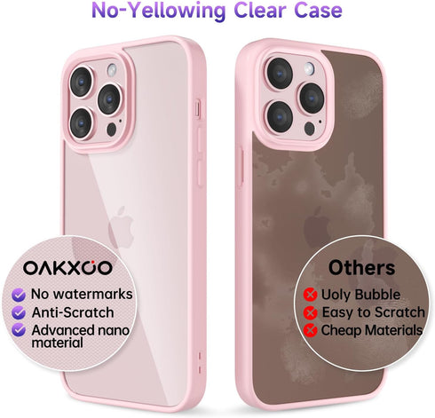 oakxco Thin Slim Clear Case for iPhone 13 Pro Max, Transparent Hybrid Hard Shell & Soft Silicone Rubber Bumper, Light