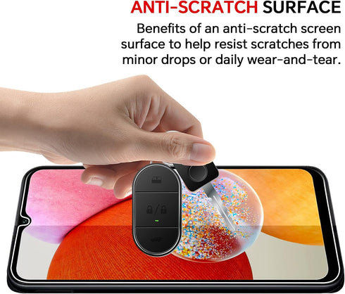 Romuto 3+3 Pack Samsung Galaxy A14 5G Screen Protector, 9H Tempered Glass, Ultra HD, Scratch Resistant, Easy Install.