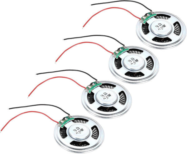 uxcell 4 Pcs 0.5W 8 Ohm Small Speakers Metal Shell Round Internal Micro