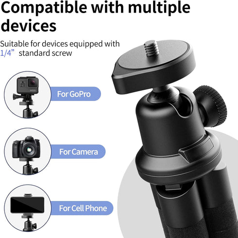 Aureday Phone Tripod, Flexible Tripod for iPhone and Android, Portable Small Tripod with Wireless Remote for Video