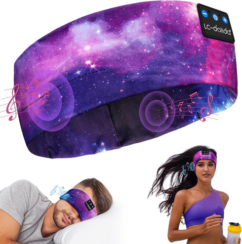 LC-dolida Bluetooth Headband Sleep Headphones, Wireless Earphones, Sleep Mask for Sports, Gifts, Yoga, Travel