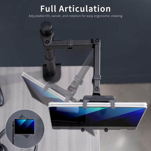 VIVO Universal Tablet Desk Mount, Single Arm Adapter for 2-in-1 Laptops, Holds up to 15.6 inch Monitors