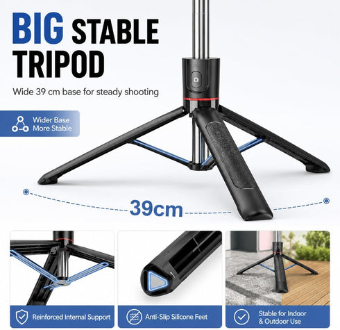 JIUHCORY 67" Detachable Phone Tripod Selfie Stick, Extendable Portable Cell Phone Stable Camera Easy Selfie Tripod