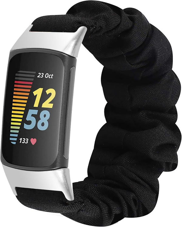 Compatible Fabric Elastic Scrunchie Band for Fitbit Charge 6, Cute Replacement Straps for Charge 5 Fitness Tracker