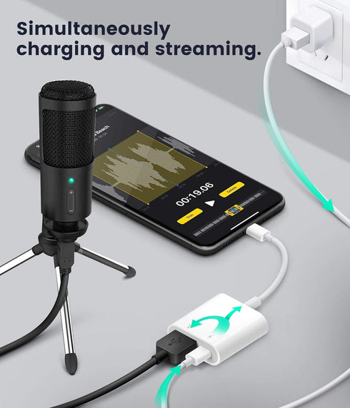 USB Adapter for iPhone/iPad, Lightning to USB Female OTG Adapter, USB3 with Charging Port, Supports Flash Drives
