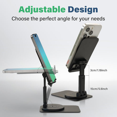 SenseAGE Rotatable Cell Phone Stand, Adjustable Folding Cell Phone Stand for Desk, Home Office Mobile Stand, Desktop