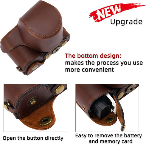 XEVN for Sony ZV-E10 Case, Premium PU Full Body Leather Camera Case Bag for Sony Alpha ZV-E10 with Shoulder Strap