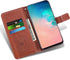 Samsung Galaxy S10e Wallet Phone Case with Tempered Glass Screen Protector, Magnetic Flip Cover, Card Holder (Brown)