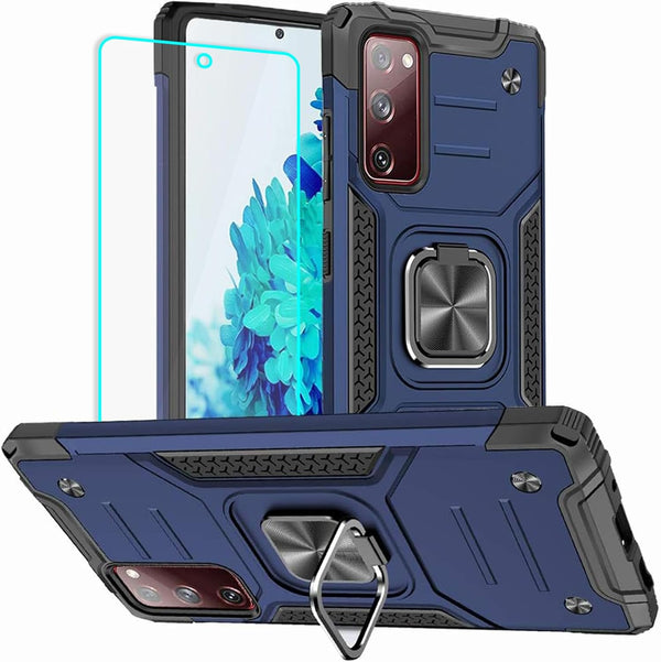 Samsung S20 FE Case, Galaxy S20 FE 5G with Screen Protector, Military Grade 360° Rotatable Kickstand Shockproof