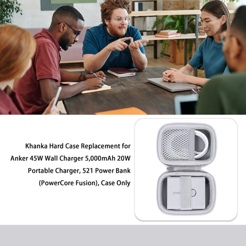 khanka Hard Case Replacement for Anker 45W Wall Charger, 5,000mAh 20W Portable Charger, Case Only (White)