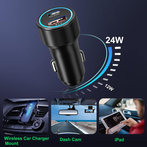 USB C Car Charger 5 Pack, Bangfun 36W Dual Port PD&QC 3.0 Fast Charging Adapter for iPhone 15/14/13/12/11 Pro Max