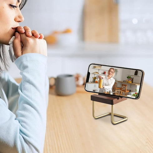 Generic Wooden Phone Stand Small Chair Desk Holder, Compact Mobile Support Mount, Cute Tabletop Decoration, Portable