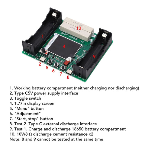 DC5V Battery Internal Resistance Tester with LCD Display for Lithium Battery Capacity