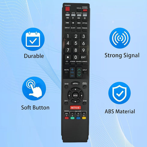 Replacement Remote Control for Sharp LC-60LE632U, LC-46LE835, LC46LE830U Smart 3D AQUOS LCD LED HDTV