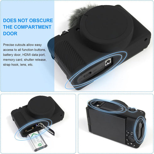 Camera Case for Sony ZV-1 ZV1 Vlog Camera, Soft Silicone Protective Cover with Removable Lens Cover