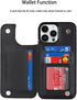 for iPhone 13 Pro Max Wallet Case with Card Holder, 360° Rotation Ring Kickstand Card Slots Case, Leather Protective Case with Double Magnetic Clasp for iPhone 13 Pro Max 6.7" Black